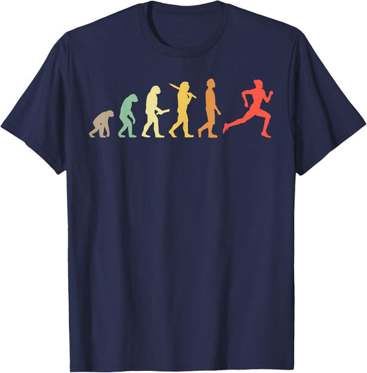 Retro Running Evolution Gift Runners & Joggers T-Shirt - T-Shirt | Navy