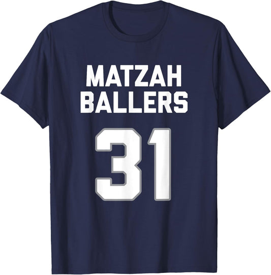 Matzah Baller 31 Funny Jewish Matzo Ball Pun Basketball Team T-Shirt - T-Shirt | Navy
