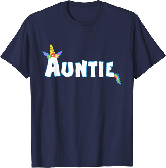 Unicorn Birthday Girl Funny Auntie Aunt Family Matching T-Shirt - T-Shirt | Navy