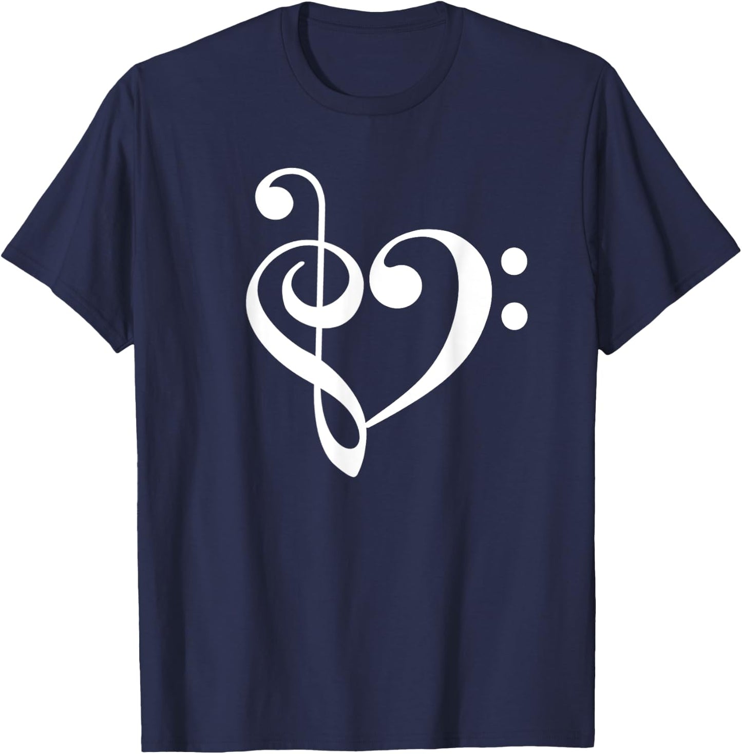 Treble Bass Clef Heart Music Love Orch Dork Band Nerd T-Shirt - T-Shirt | Navy