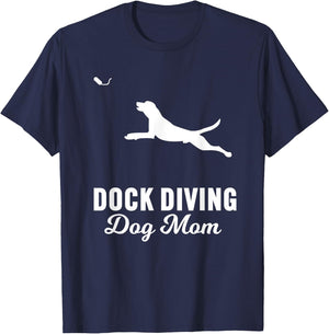 Dock Diving Dog Design for Dog Mom | Dog Jumping Swimming T-Shirt - T-Shirt | Navy