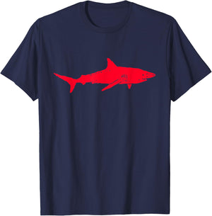 Red Shark | Cool Red Shark Silhouette | Ocean Shark Gift T-Shirt - T-Shirt | Navy