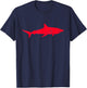 Red Shark | Cool Red Shark Silhouette | Ocean Shark Gift T-Shirt - T-Shirt | Navy