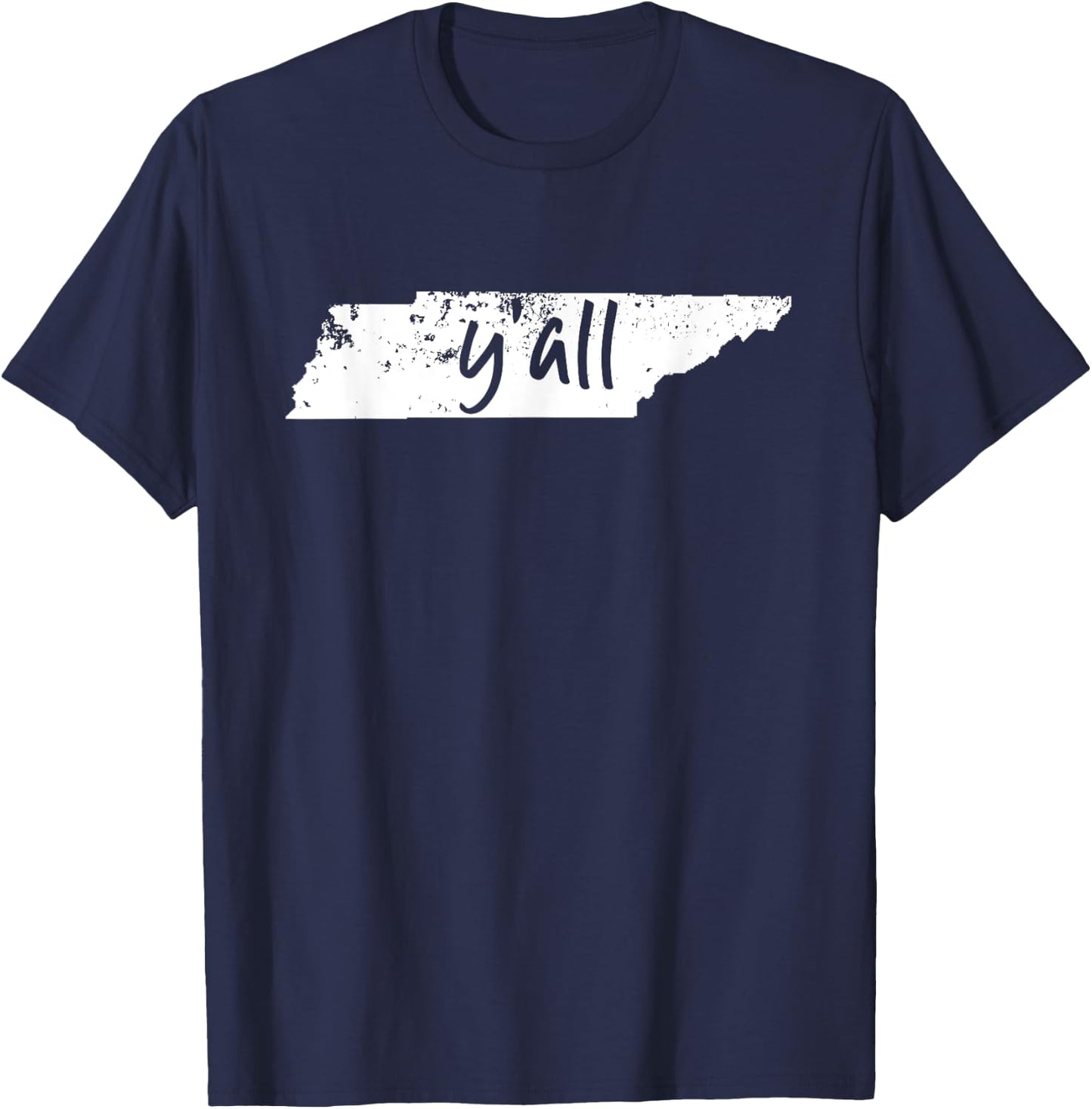 Tennessee State Y'all Shirt TN Pride Map Yall Distressed T-Shirt - T-Shirt | Navy