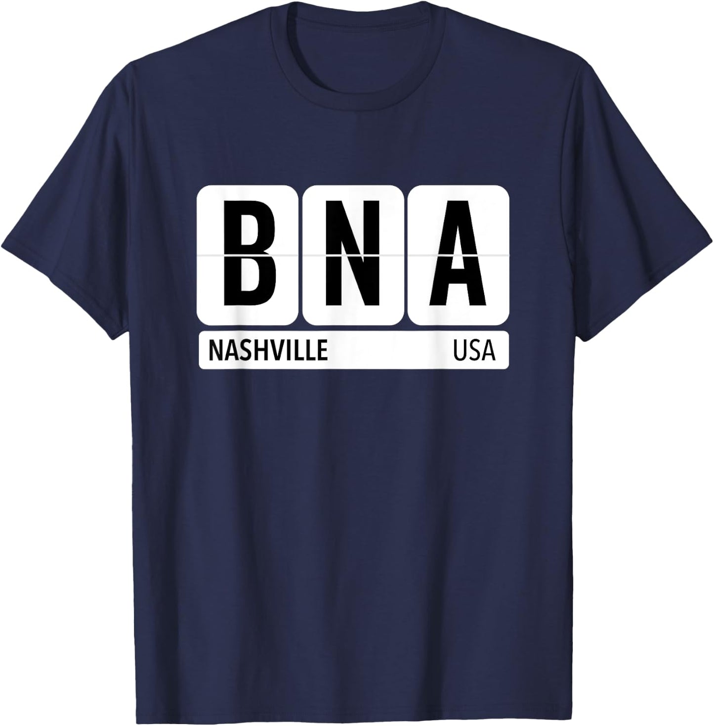 BNA Nashville USA Travel Souvenir Black Text T-Shirt - T-Shirt | Navy