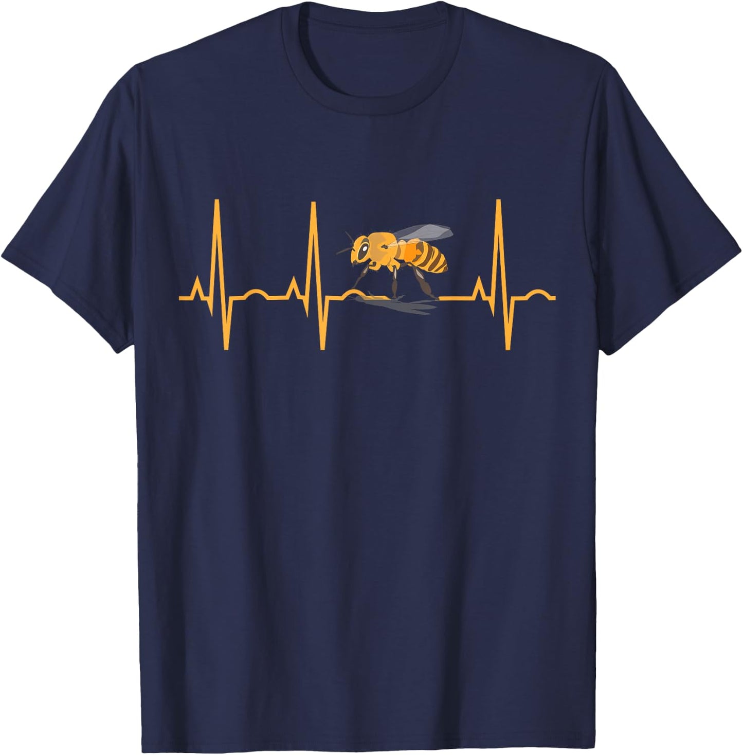 Bee Lover Gifts - Honeybee Heartbeat Men Women Kids T-Shirt - T-Shirt | Navy