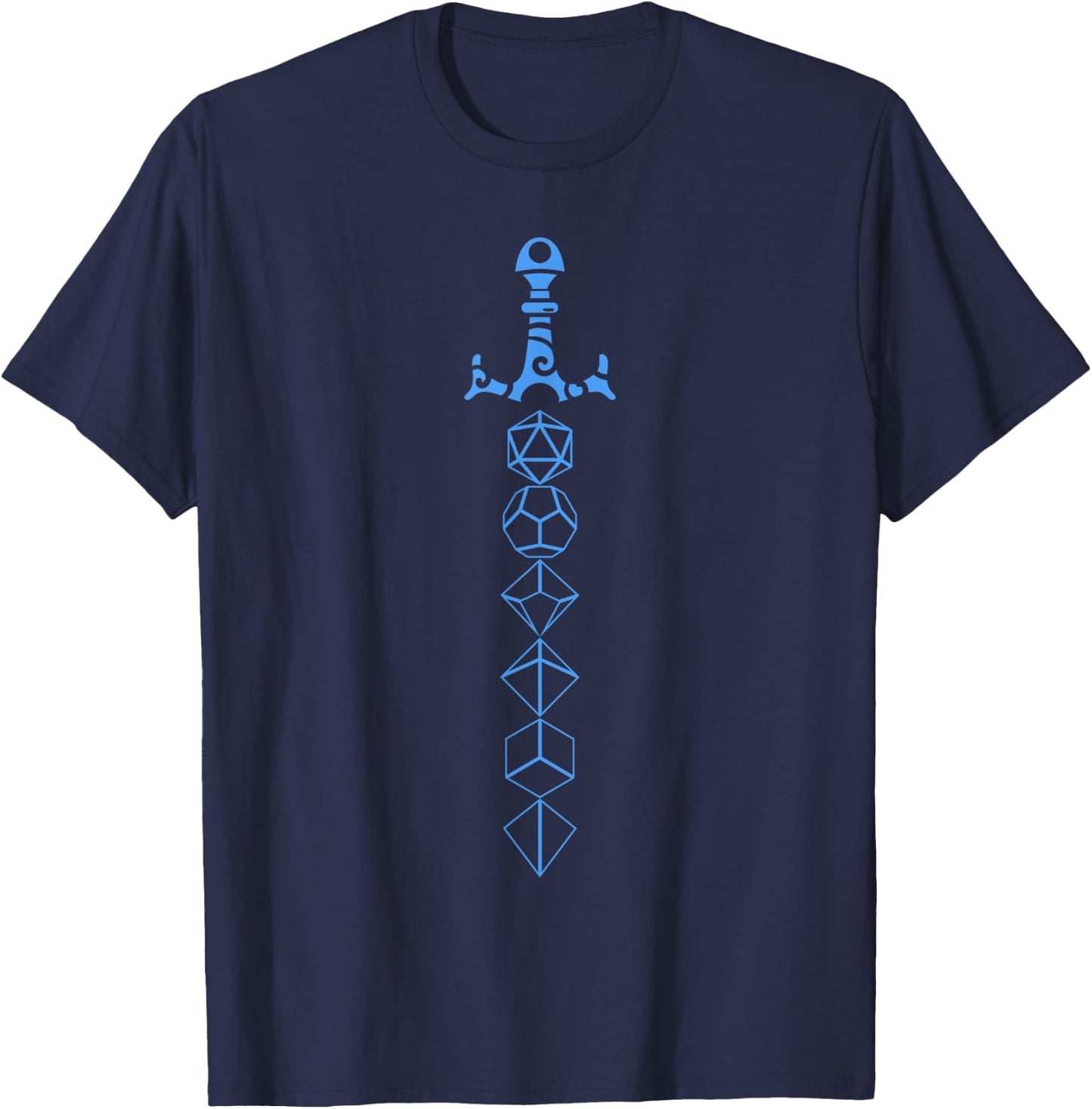 Nerdy Polyhedral Dice Sword D20 Dice Set Collector T-Shirt - T-Shirt | Navy