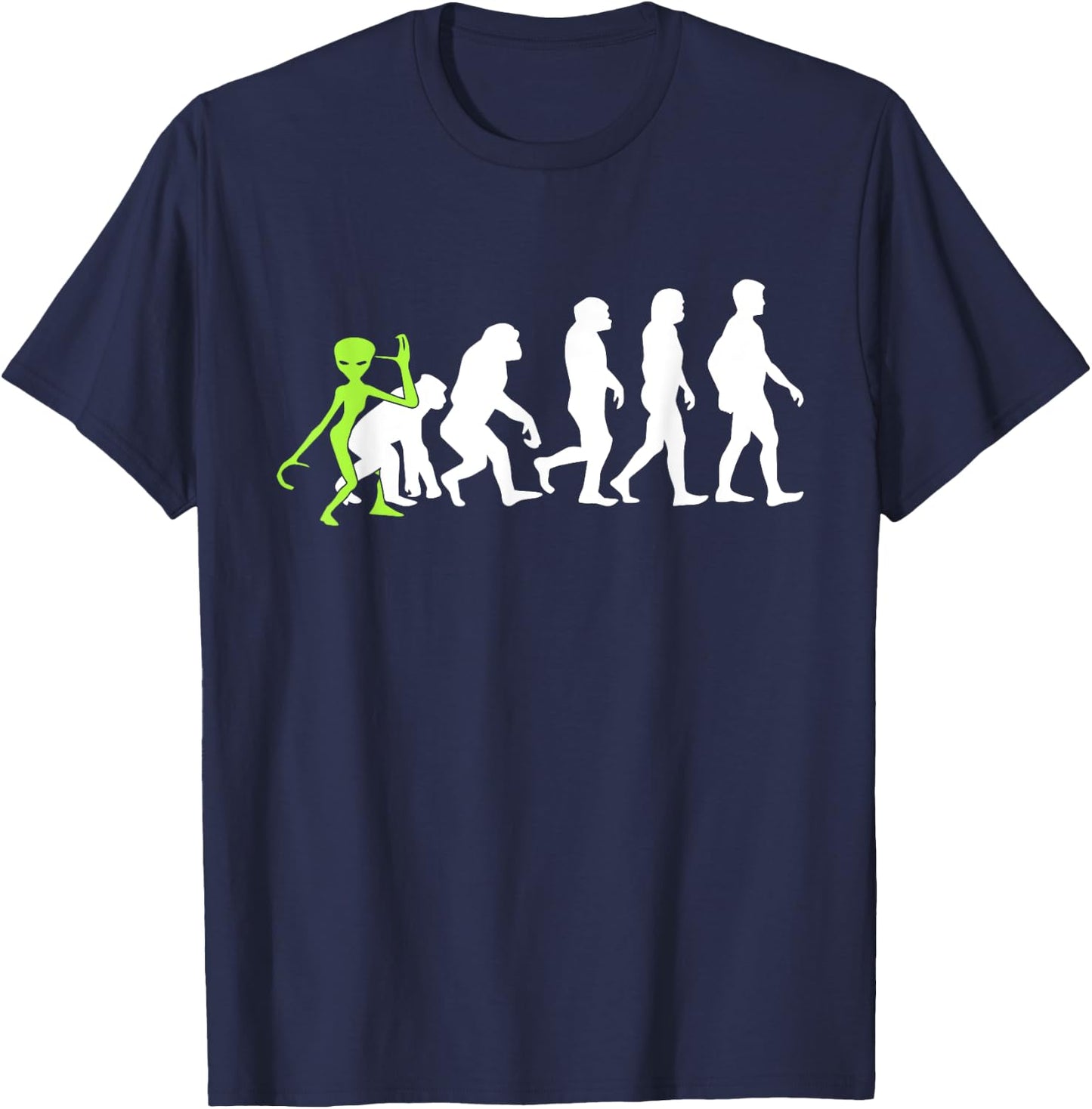 ALIENATIONS: Human Evolution Alien Graphic T-Shirt - T-Shirt | Navy