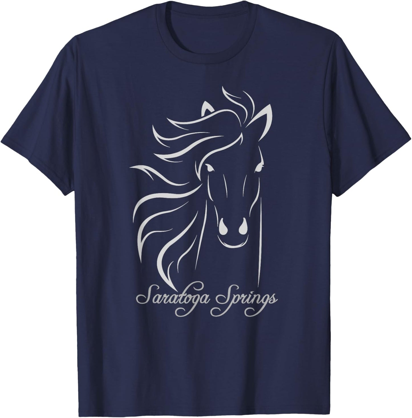 Saratoga Springs Upstate New York Horse T-Shirt - T-Shirt | Navy