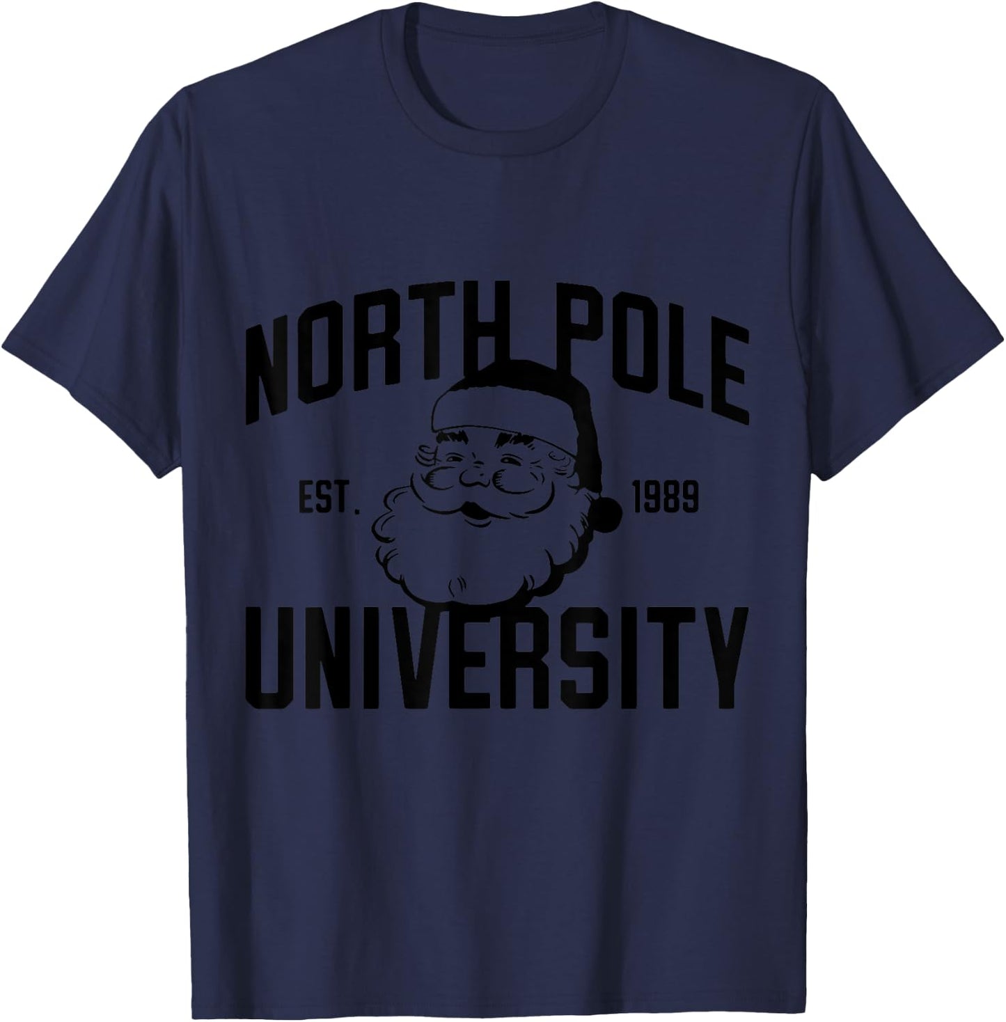 North Pole University Santa Claus Funny PJ Party Christmas T-Shirt - T-Shirt | Navy
