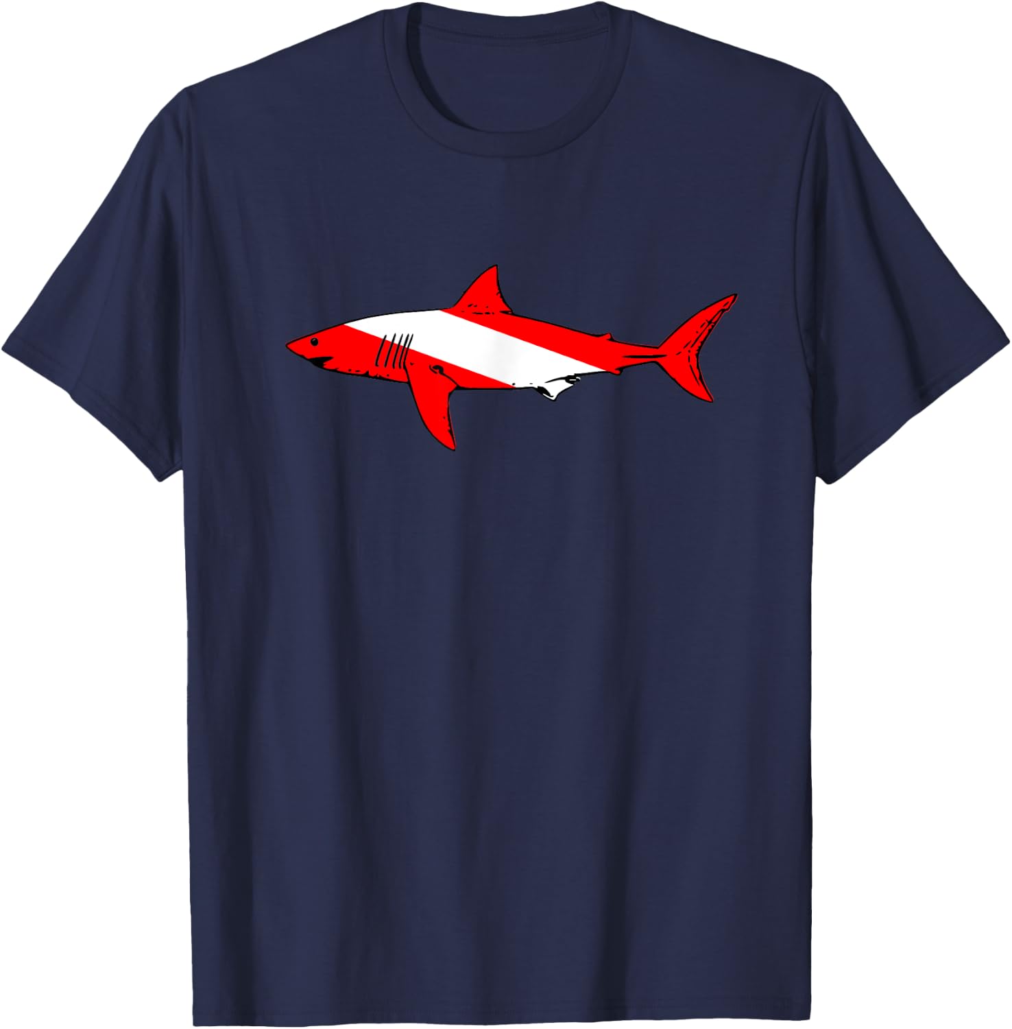 DIVE Shark Diver Down Flag Scuba Diving Graphic T-Shirt - T-Shirt | Navy