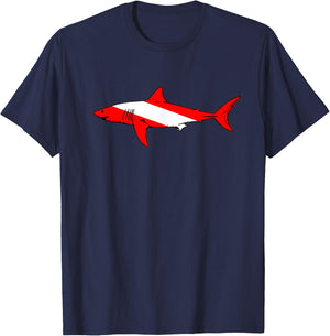 DIVE Shark Diver Down Flag Scuba Diving Graphic T-Shirt - T-Shirt | Navy