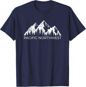 Pacific Northwest Shirt | Cool Mountain PNW Men Women T-Shirt - T-Shirt | Navy