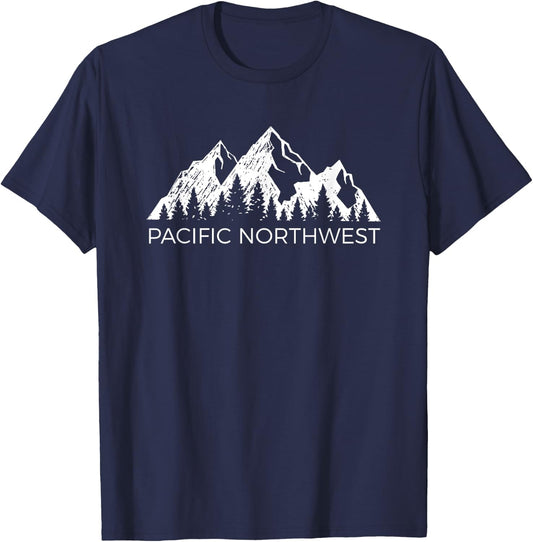 Pacific Northwest Shirt | Cool Mountain PNW Men Women T-Shirt - T-Shirt | Navy
