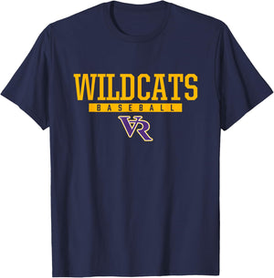Villa Rica Wildcats Logo Baseball HS T-Shirt - T-Shirt | Navy