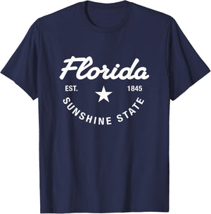 Florida - The Sunshine State - Throwback Design - Classic T-Shirt - T-Shirt | Navy