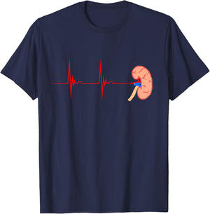 Kidney Donate Heartbeat Kidney Support Kidney Donation T-Shirt - T-Shirt | Navy