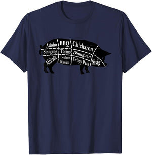 Pig Parts Filipino Food BBQ Pinoy Adobo Funny Pork T-Shirt - T-Shirt | Navy