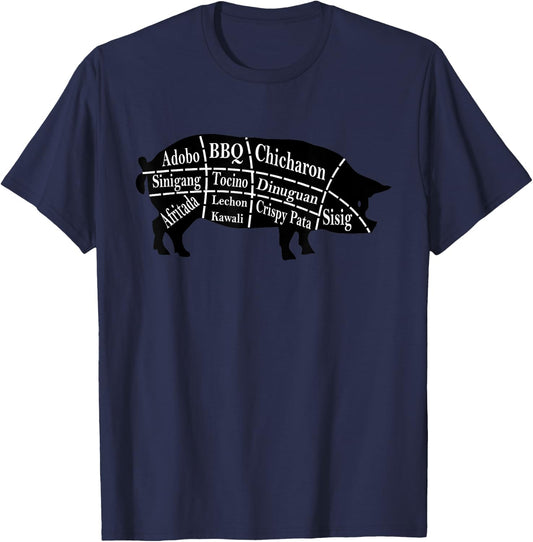 Pig Parts Filipino Food BBQ Pinoy Adobo Funny Pork T-Shirt - T-Shirt | Navy