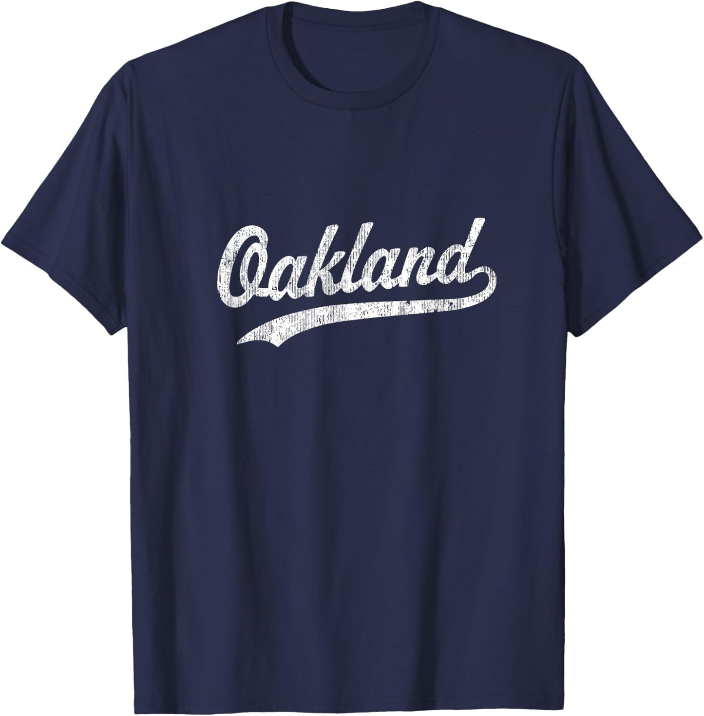 Oakland CA Vintage Baseball Sports Script T-Shirt - T-Shirt | Navy