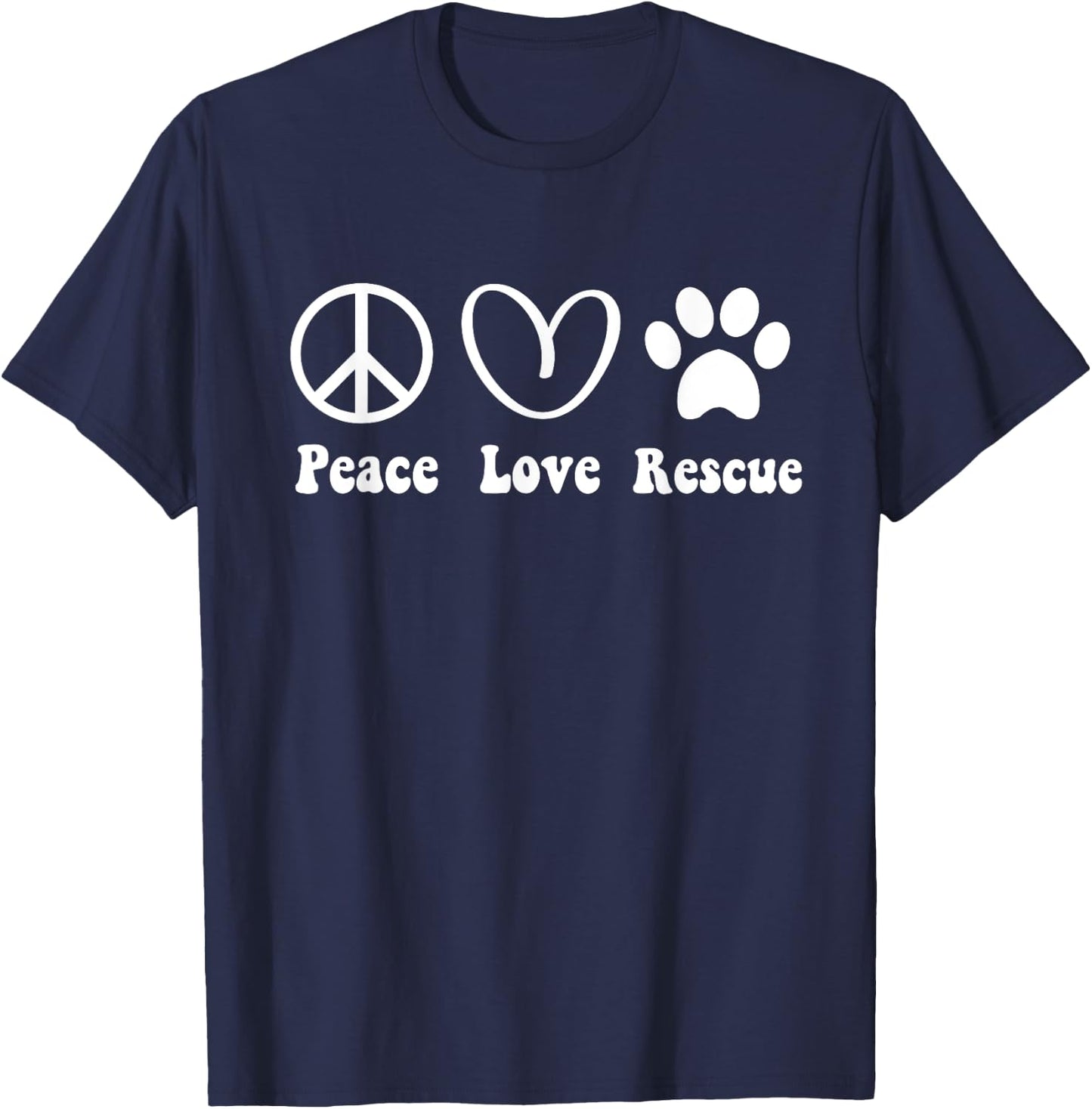 Animal Rescue Gifts Men Women Kids Peace Love Adopt Dog Cat T-Shirt - T-Shirt | Navy