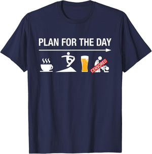 Coffee Ride Snowboard Beer Funny Snowboarding Snowboarder T-Shirt - T-Shirt | Navy
