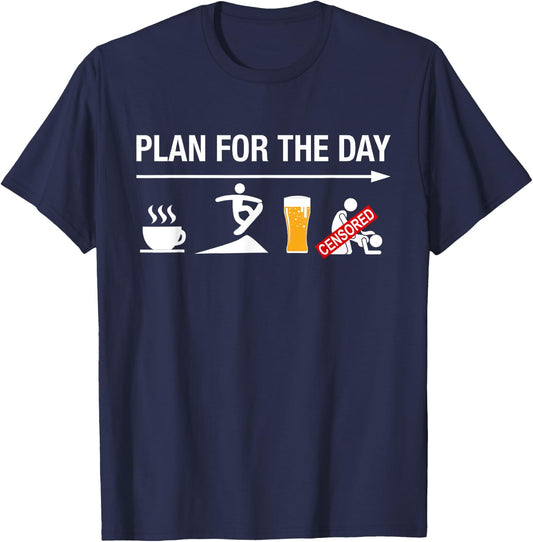 Coffee Ride Snowboard Beer Funny Snowboarding Snowboarder T-Shirt - T-Shirt | Navy