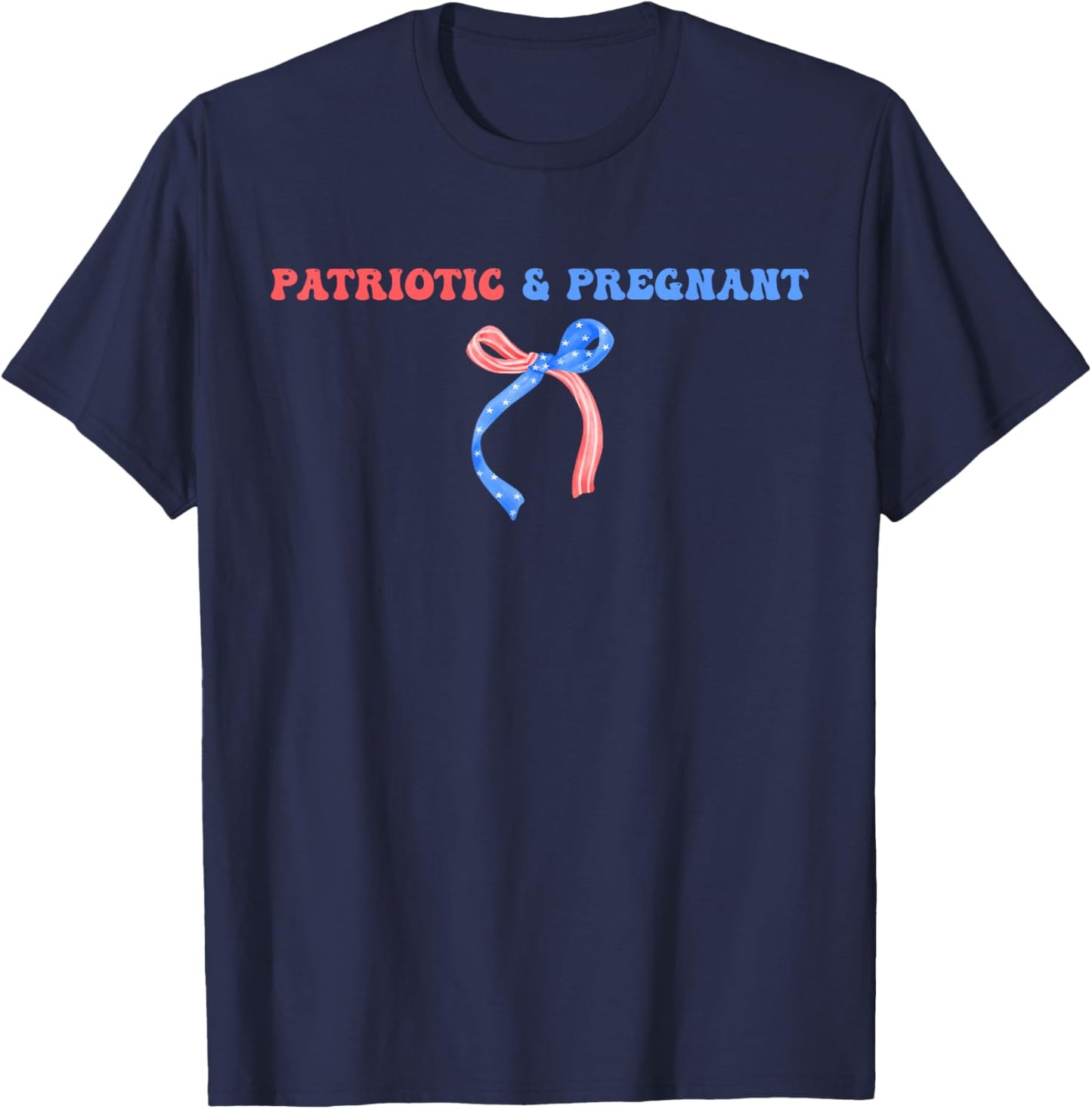 Patriotic & Pregnant 4th of July Pregnancy Announcement T-Shirt - T-Shirt | Navy