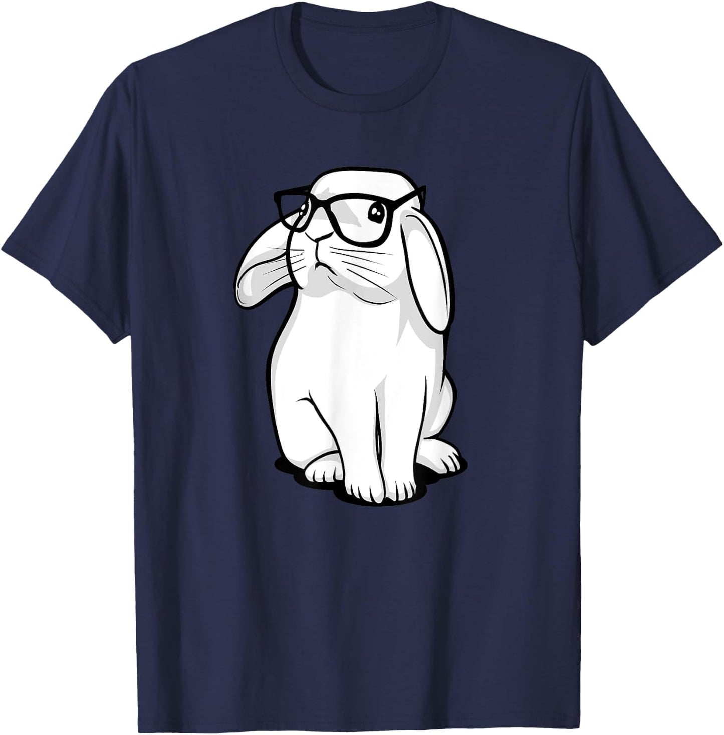 Rabbit Nerdy Geek Bunny With Glasses Kids Girls Boys T-Shirt - T-Shirt | Navy