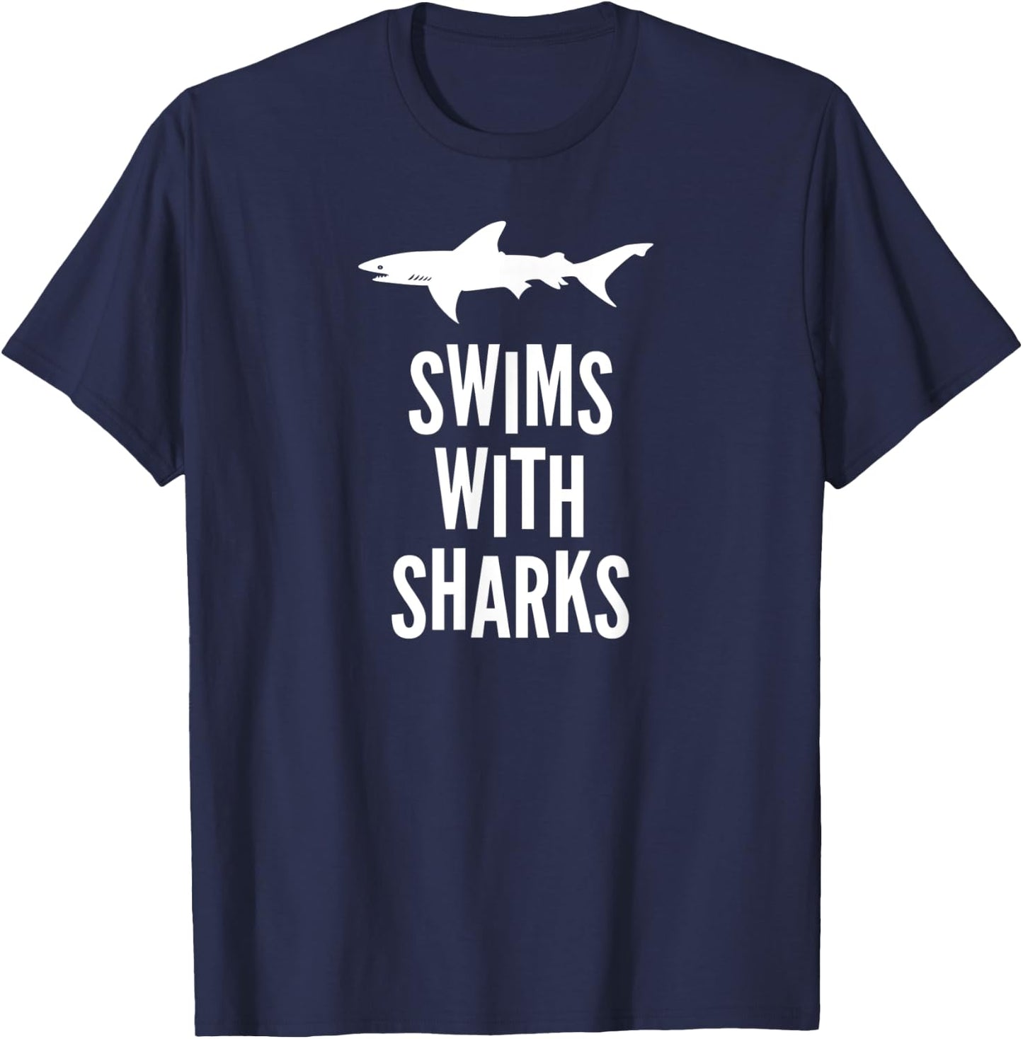 Swims With Sharks T-Shirt - T-Shirt | Navy