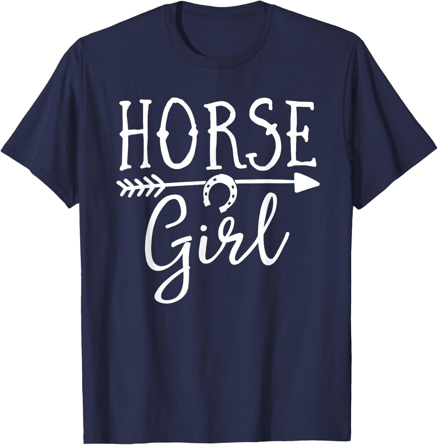 Horse Girl Equestrian Riding Rider Show Farm Barn Horseshoe T-Shirt - T-Shirt | Navy