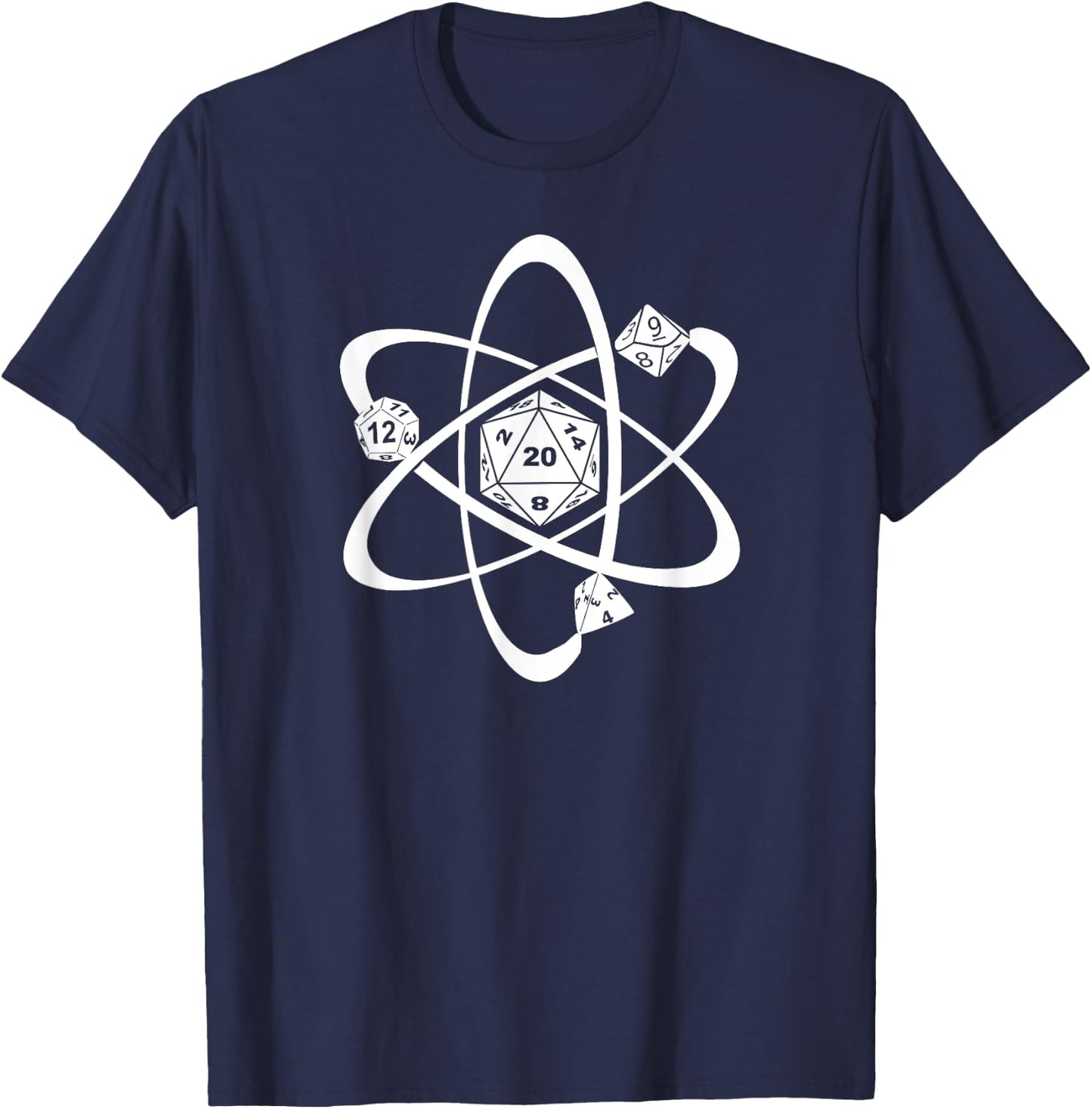 RPG Dice Atom D20 Cube Role Playing Pen and Paper Boardgame T-Shirt - T-Shirt | Navy