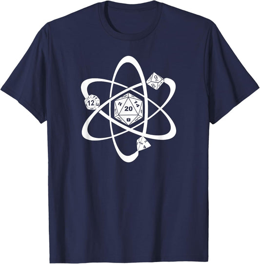 RPG Dice Atom D20 Cube Role Playing Pen and Paper Boardgame T-Shirt - T-Shirt | Navy