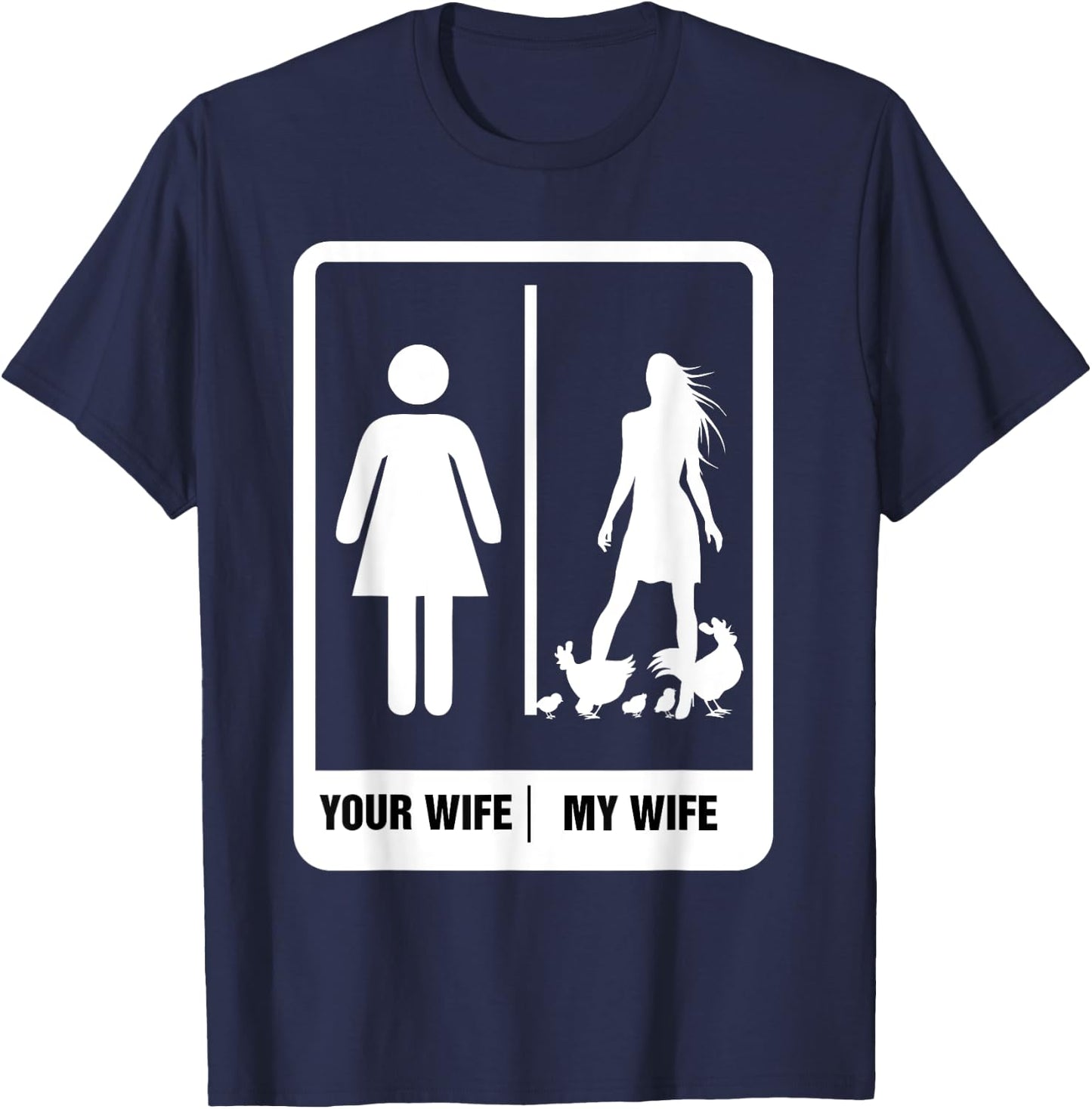 Chicken Dad Shirt Funny Father's Day Rooster My Wife Farmers T-Shirt - T-Shirt | Navy