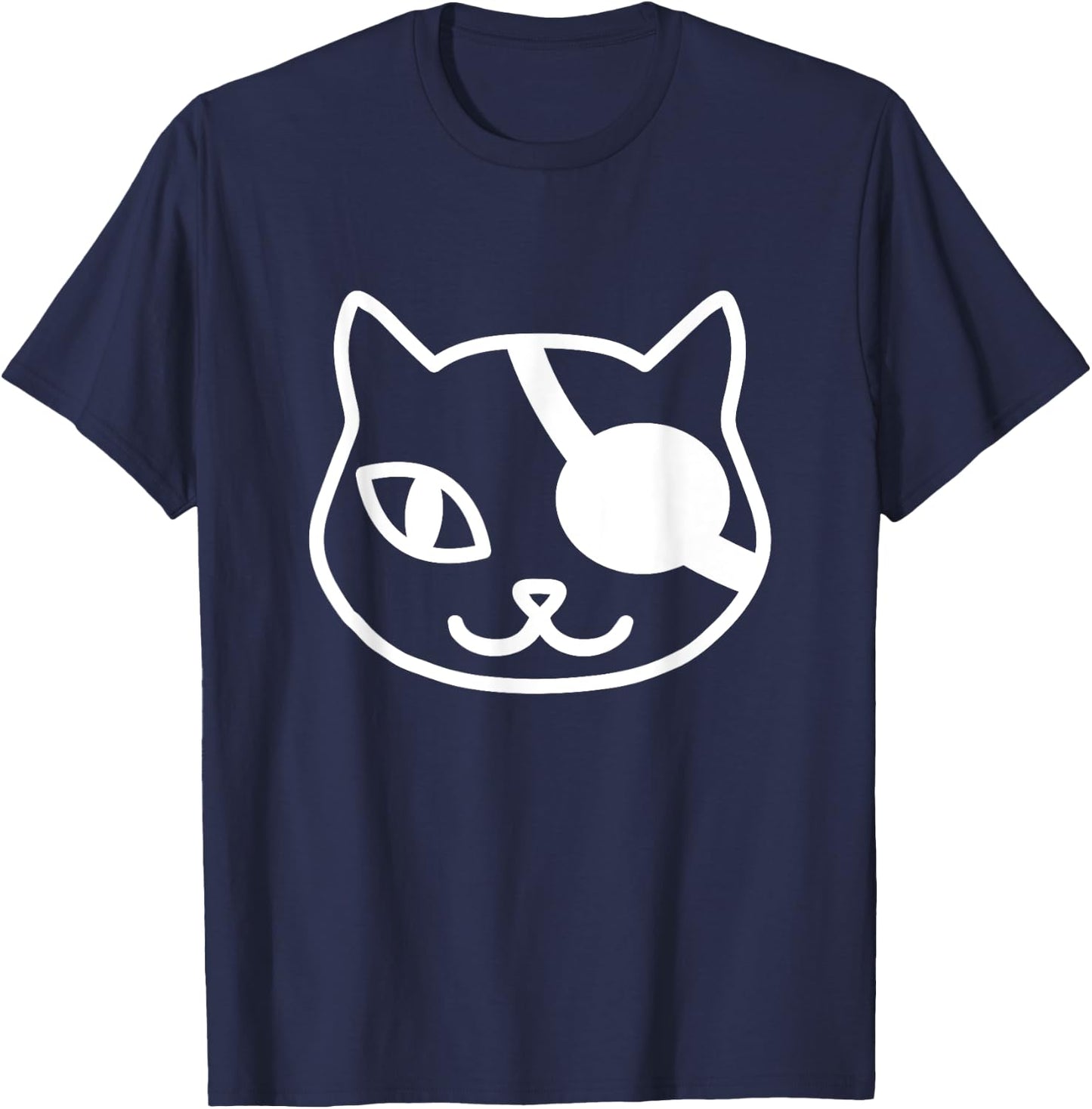 Cute Pirate Cat For Cat Lover Eye Patch Kitten T-Shirt - T-Shirt | Navy