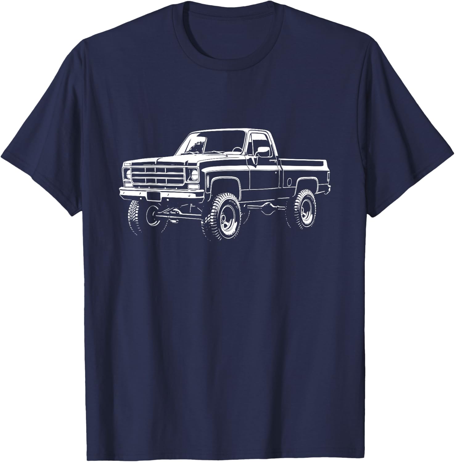 73-87 Squarebody K10 Truck Silhouette Square body 4x4 truck T-Shirt - T-Shirt | Navy