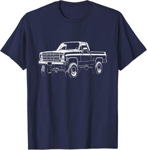 73-87 Squarebody K10 Truck Silhouette Square body 4x4 truck T-Shirt - T-Shirt | Navy