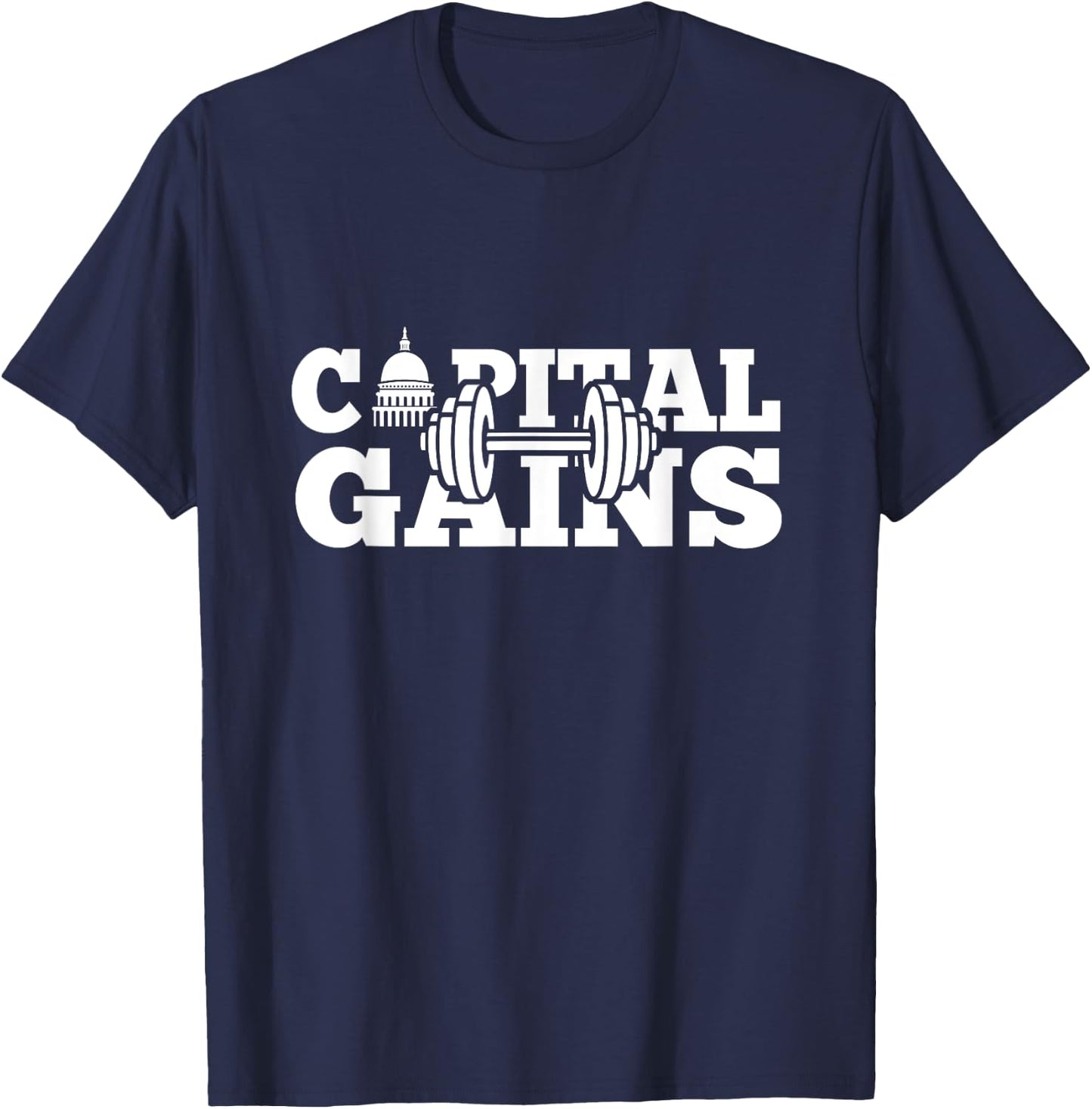 Funny Capital Gains Washington DC Fitness weightlifting T-Shirt - T-Shirt | Navy