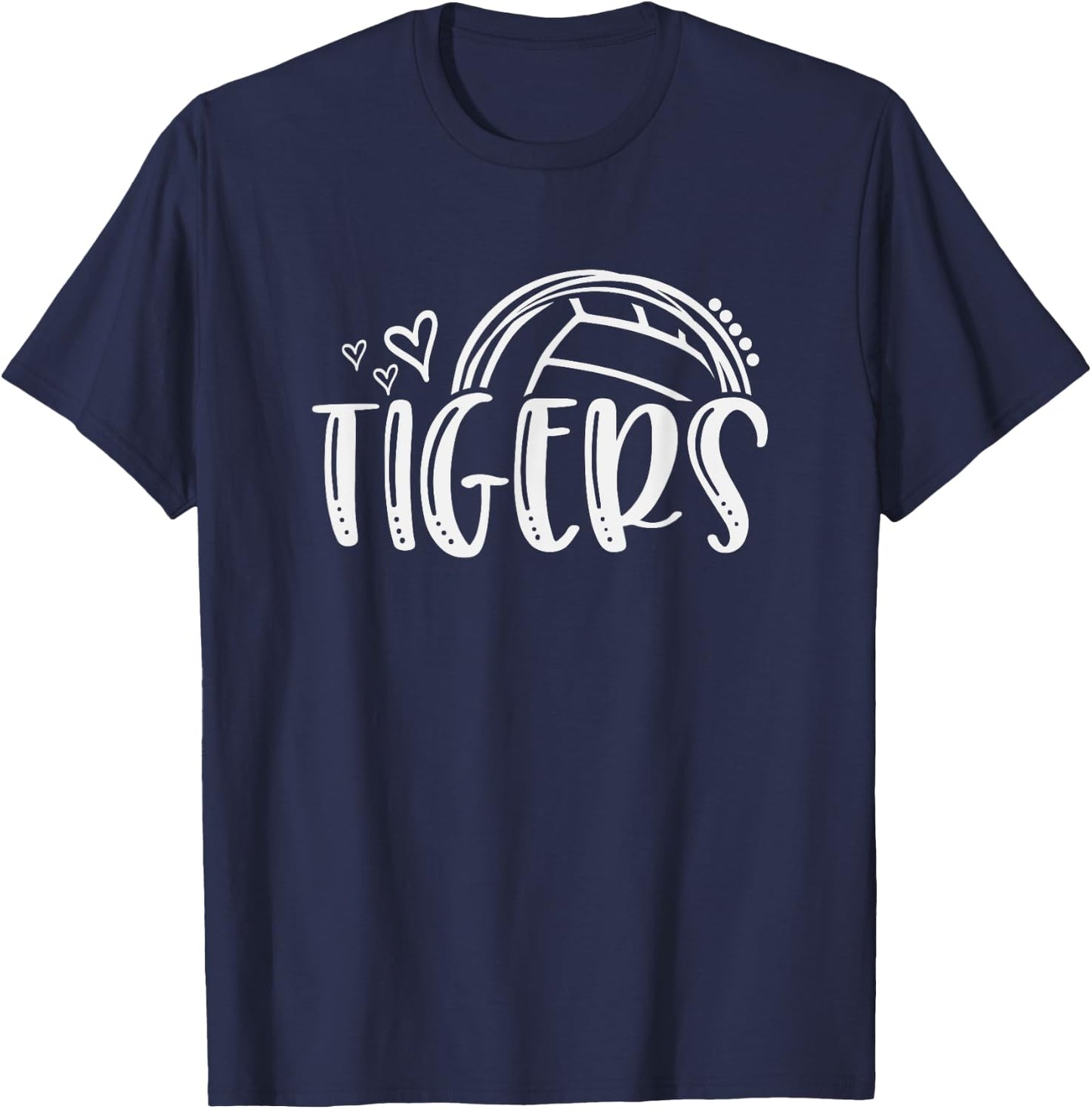 Volleyball Tigers School Sports Fan Team Spirit T-Shirt - T-Shirt | Navy