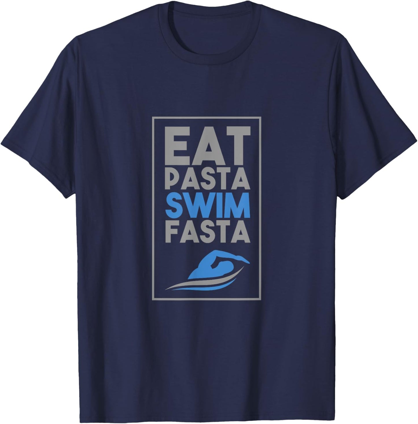 UAB KIDKIS Kids Black Small Classic Fit Modern Short Sleeve Pasta Swim Fasta Funny Swimmer Swimming Gift T-Shirt - T-Shirt | Navy