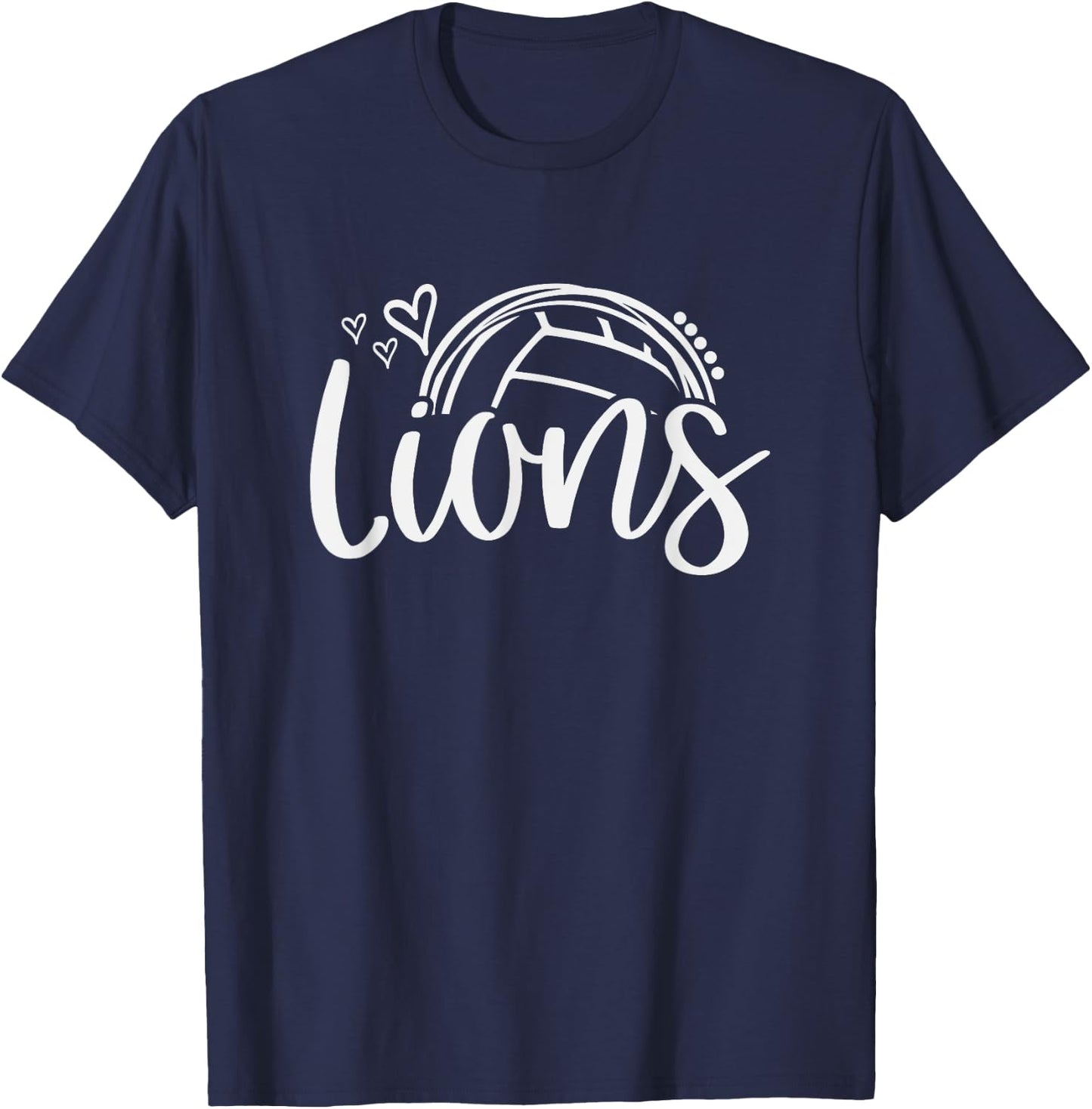 Volleyball Lions School Sports Fan Team Spirit T-Shirt - T-Shirt | Navy