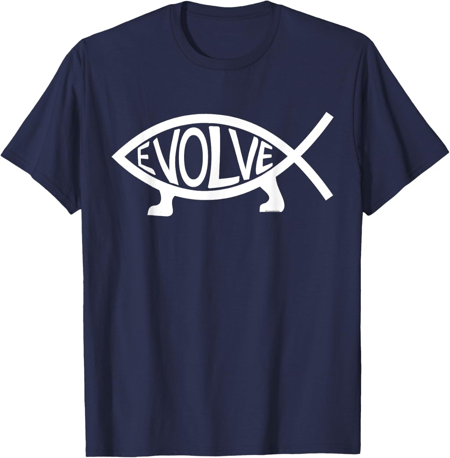 Evolve Atheist Fish Symbol T-Shirt - T-Shirt | Navy
