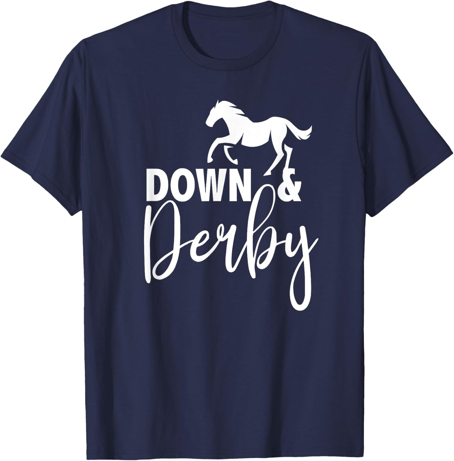 Down And Derby Horse Racing T-Shirt - T-Shirt | Navy