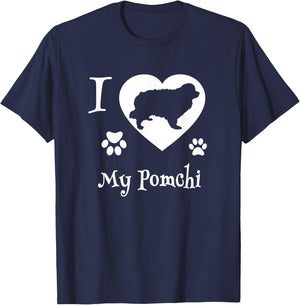 Pomchi Shirt Design for Pomchi Dog Lovers T-Shirt - T-Shirt | Navy