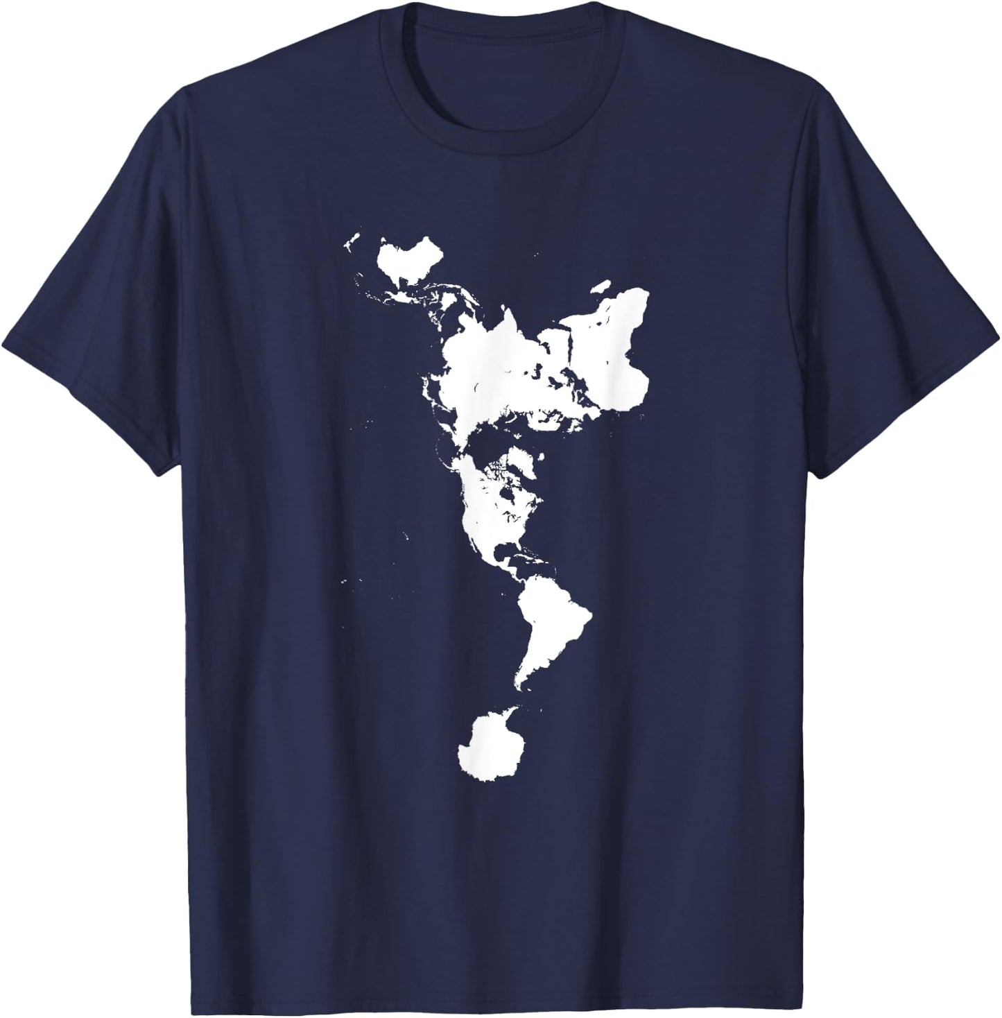 White Dymaxion World Map Alternative Projection T-Shirt - T-Shirt | Navy