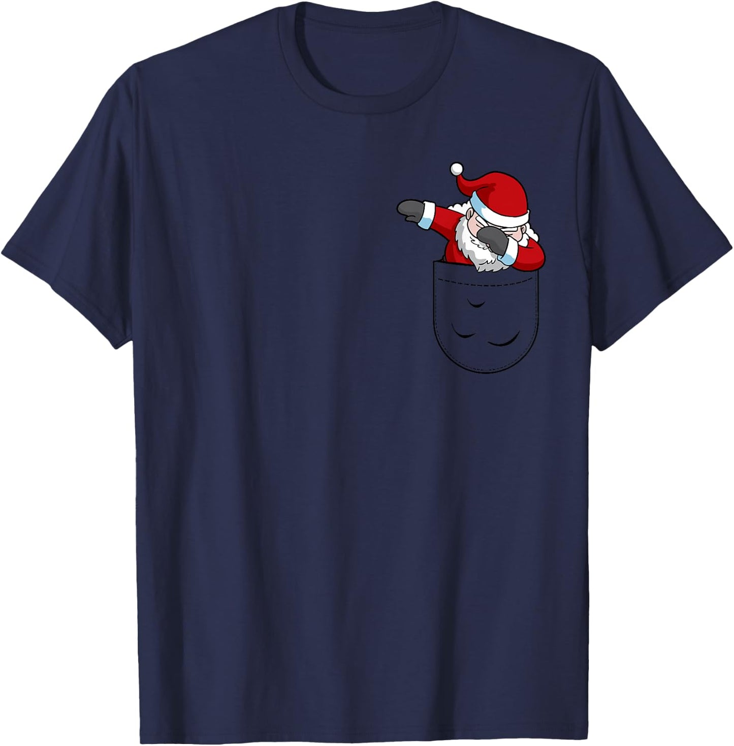 Christmas Santa Claus Dabbing Faux Pocket Holiday Design T-Shirt - T-Shirt | Navy
