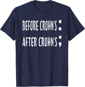 Funny Semi Colon Colon Crohn's Disease Pun T-Shirt - T-Shirt | Navy