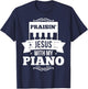 Christian Piano Player Praising Jesus, Pianist Worship Gift T-Shirt - T-Shirt | Navy