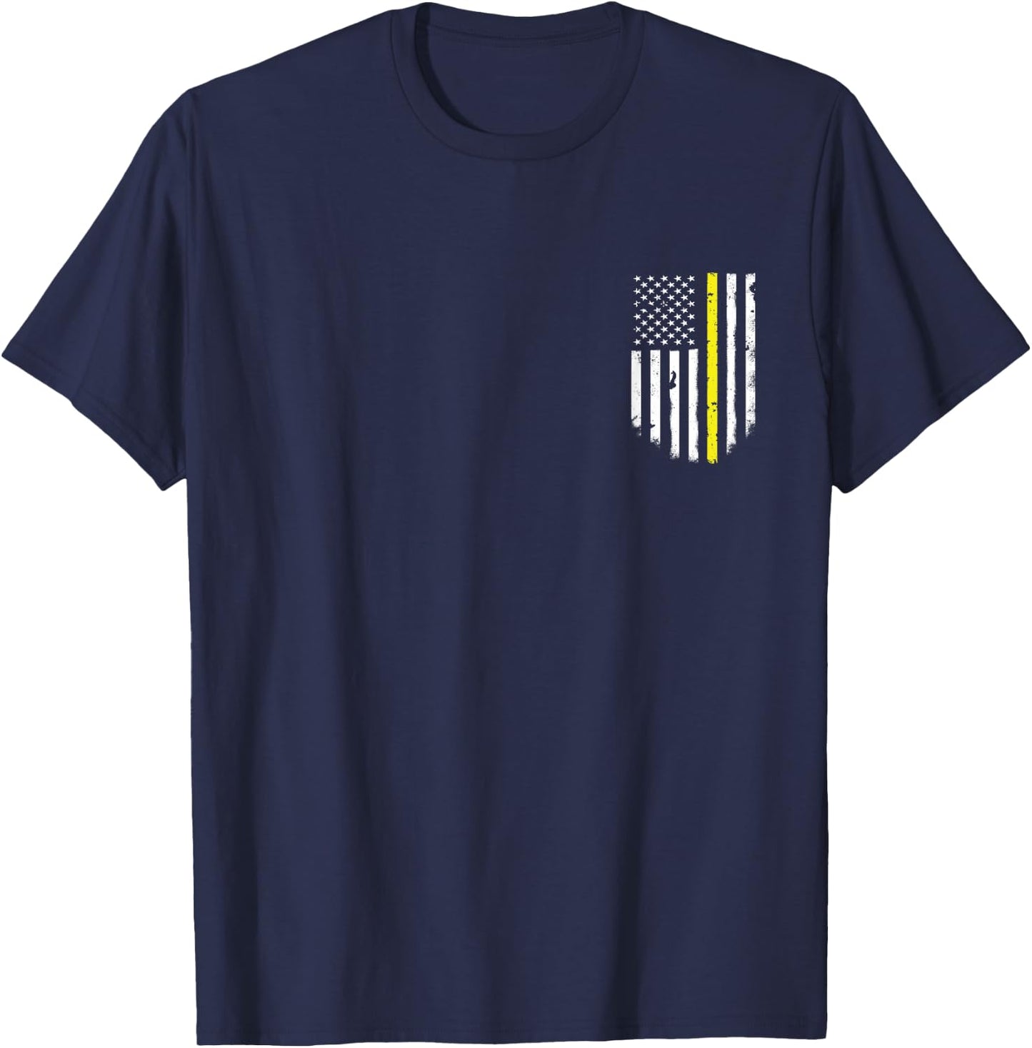 Thin Yellow Line American Flag Pocket Vintage T-Shirt - T-Shirt | Navy