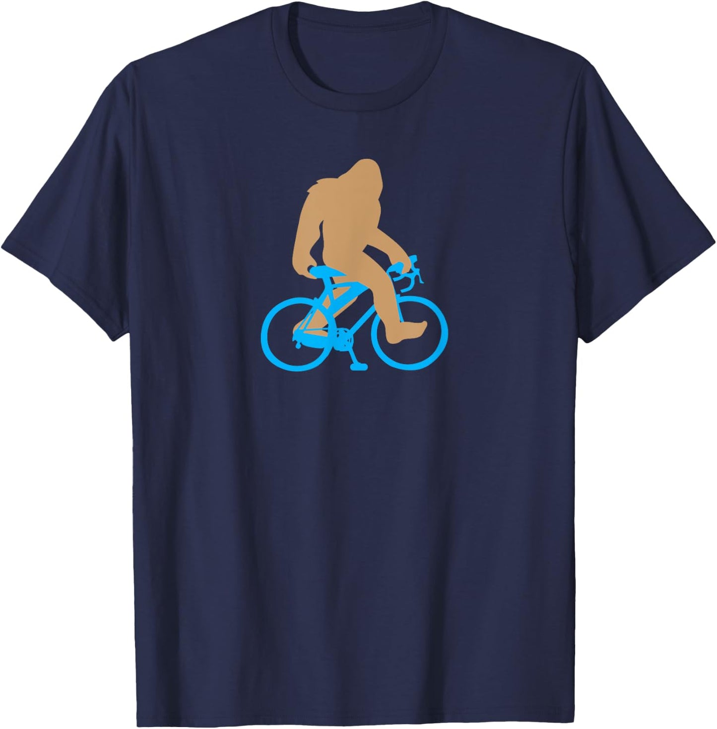 Bigfoot Riding Bicycle Shirt, Funny Cute Sasquatch Bike Gift T-Shirt - T-Shirt | Navy